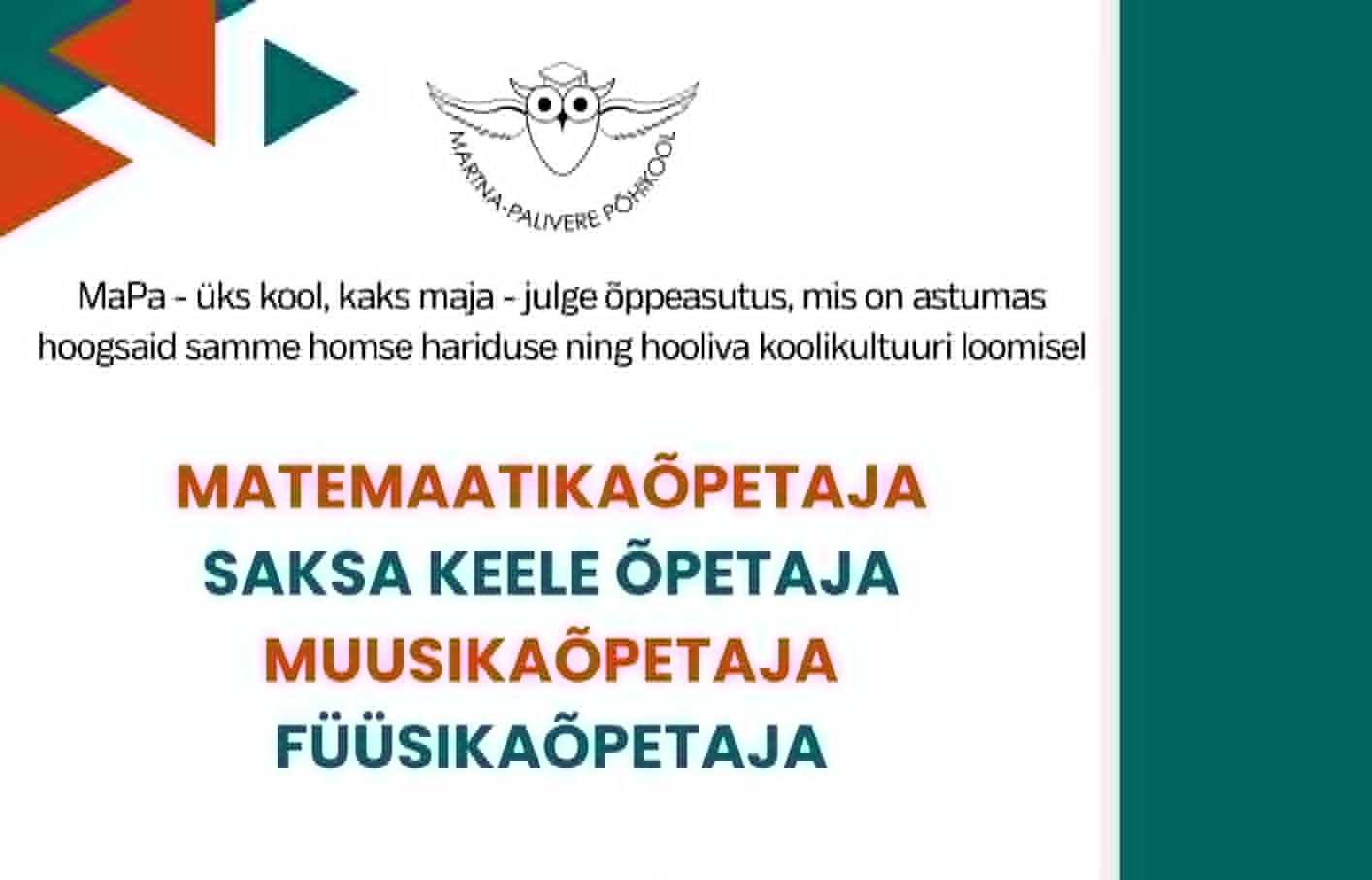 Konkurss õpetajate leidmiseks